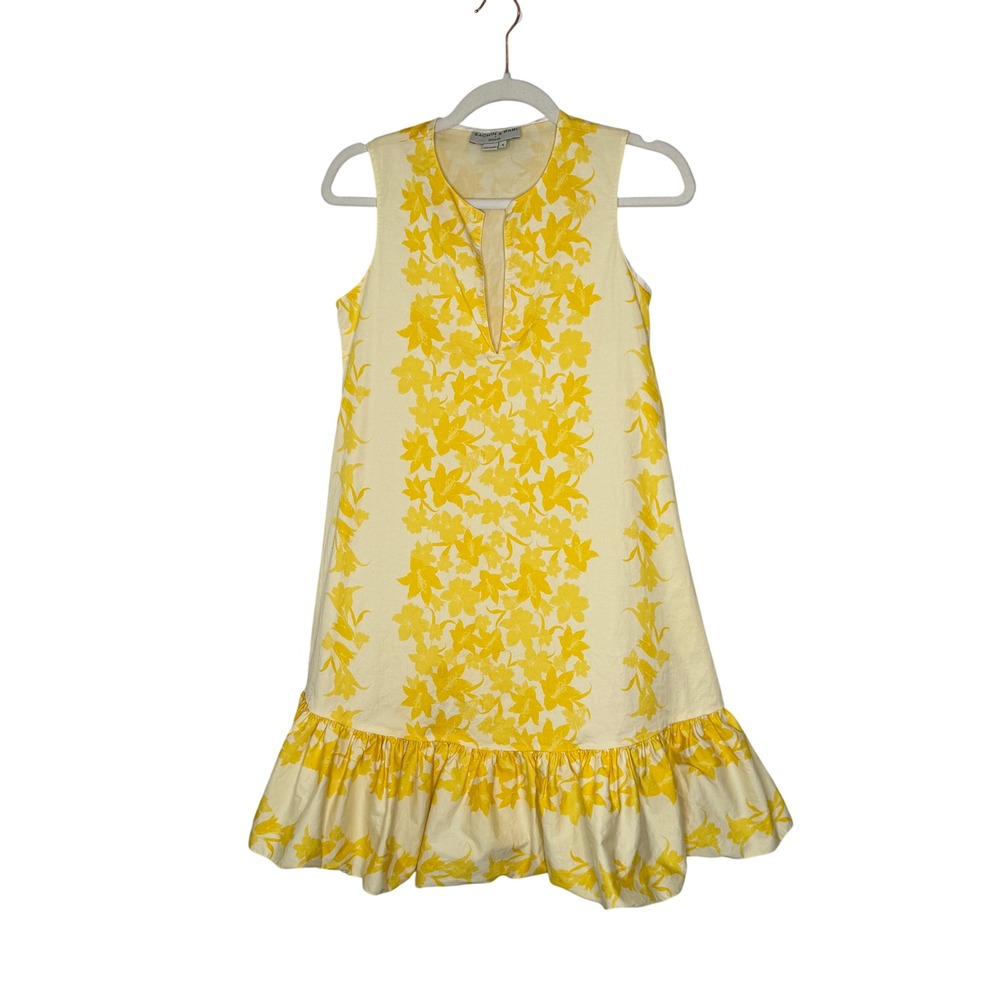 Sachin & Babi x Dillard's Yellow Floral Ruffle Hem Shift Dress Womens Size 2‎